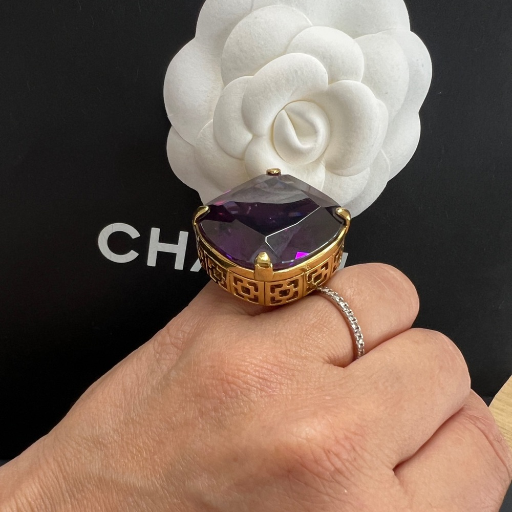 Trina Turk Elegant Amethyst Statement Ring Size 6